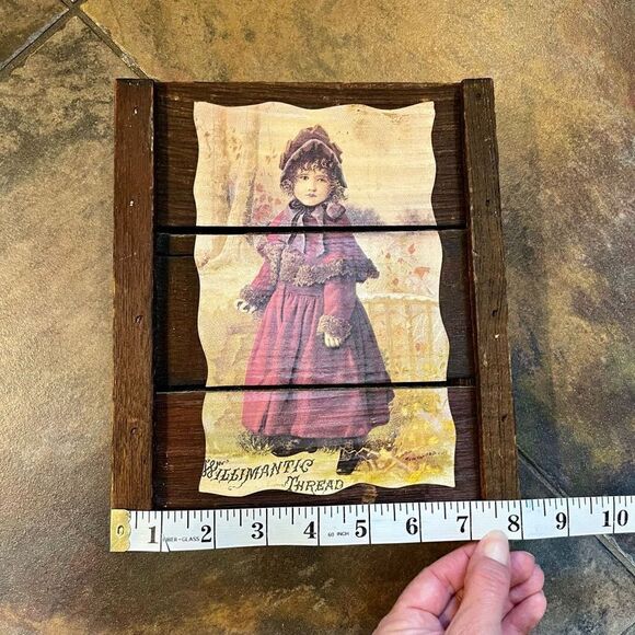Vintage Willmantic Thread Wooden Victorian Girl AD - Picture 3 of 9